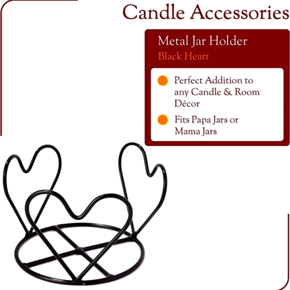 Metal Candle Jar Holder - Black Heart Candle Jar Holder - Picture 2 of 6